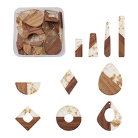 20pcsbox resin walnut wood big pendants with gold foil gold for jewelry earrings making diy