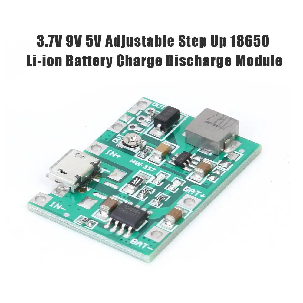3 7 в 9 5 регулируемая плата PCB Step Up 18650 литий-ионная батарея Зарядка разрядка блок