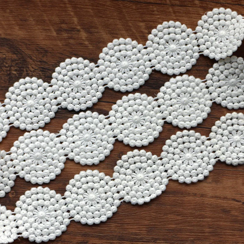 

1 ярд, модная хлопок с цветочной вышивкой кружевная ткань, обрезанная лента, сделай сам, шитье, аппликация на воротник невесты, Гипюровое пла...