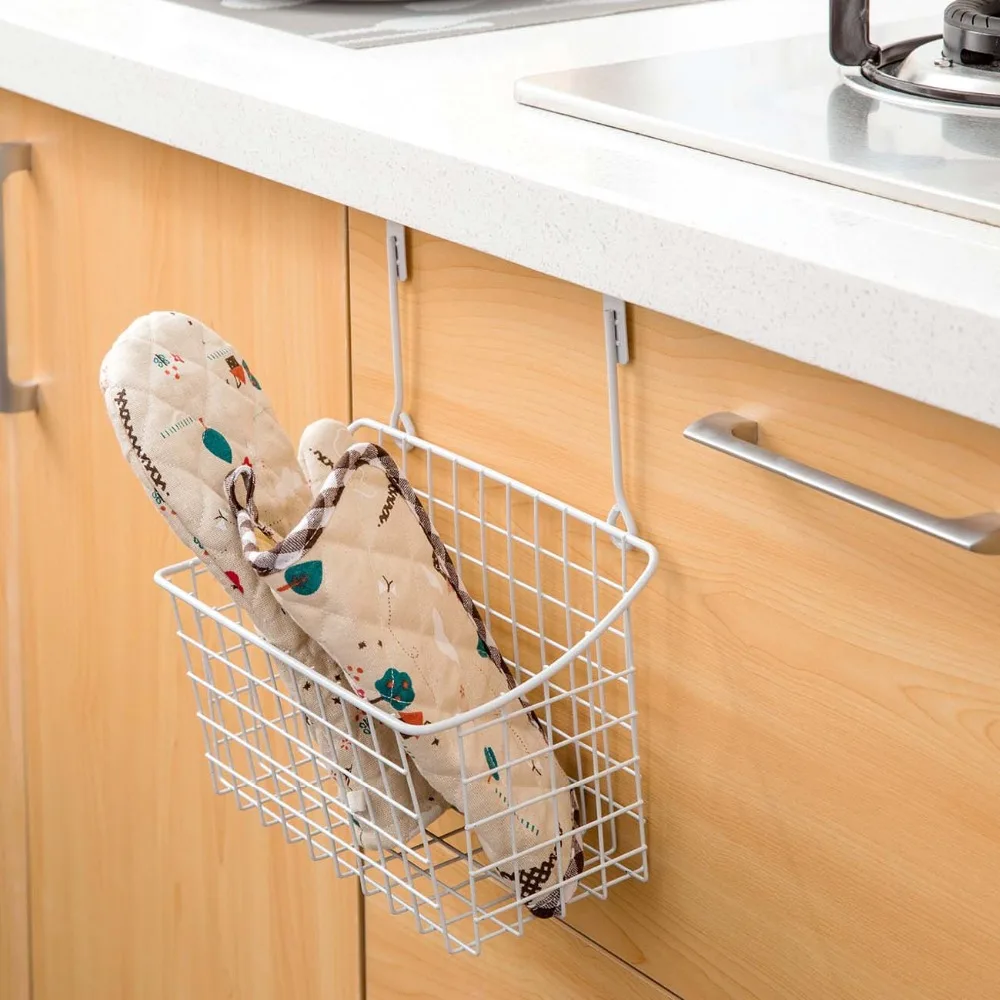 

Hot Iron Kitchen Cabinet Hanging Storage Basket Spice Rack Sundries Holder Storage Shelf Door Hanger Kitchen Organizer