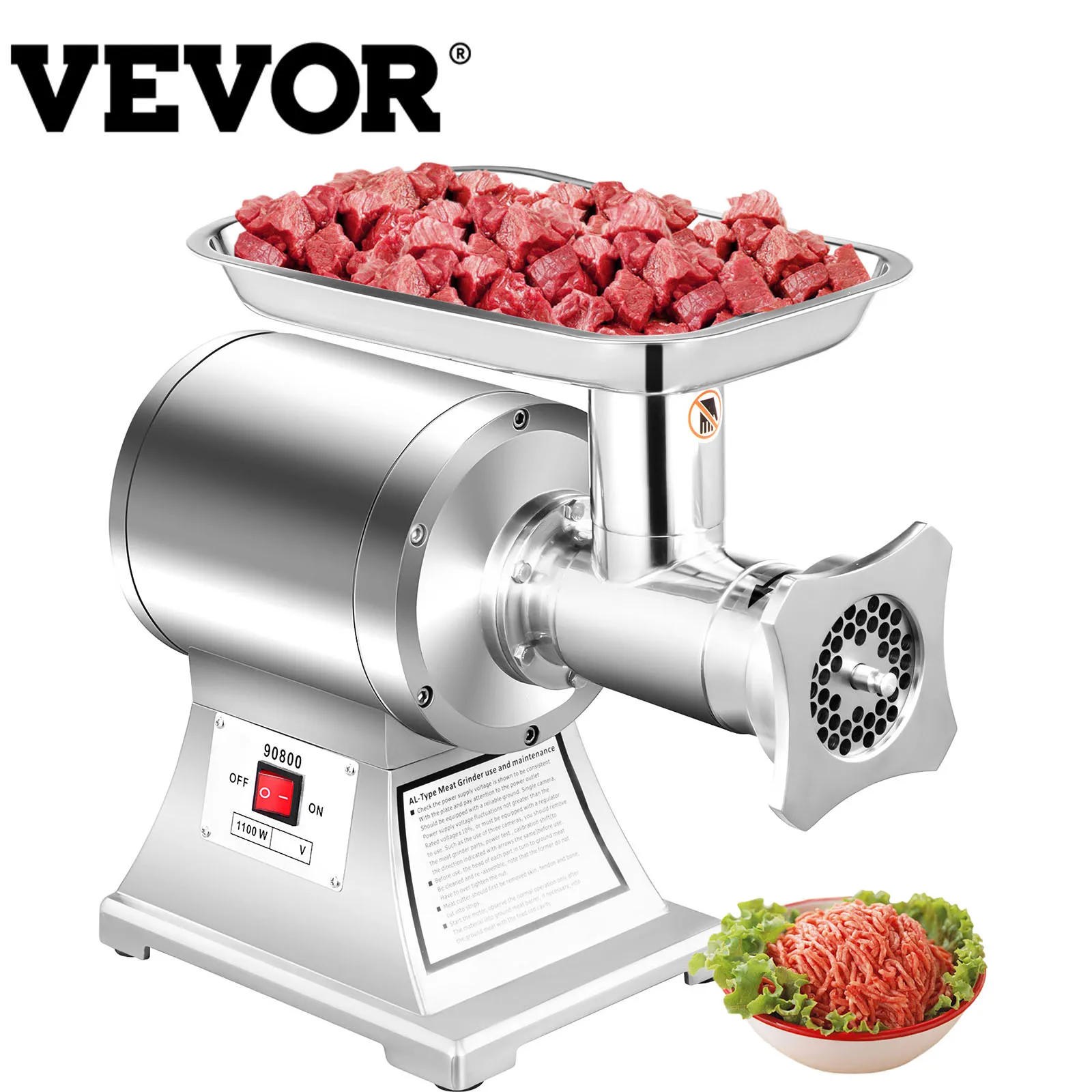 Электрическая мясорубка VEVOR 122/250 кг/ч портативный измельчитель Кухонный комбайн