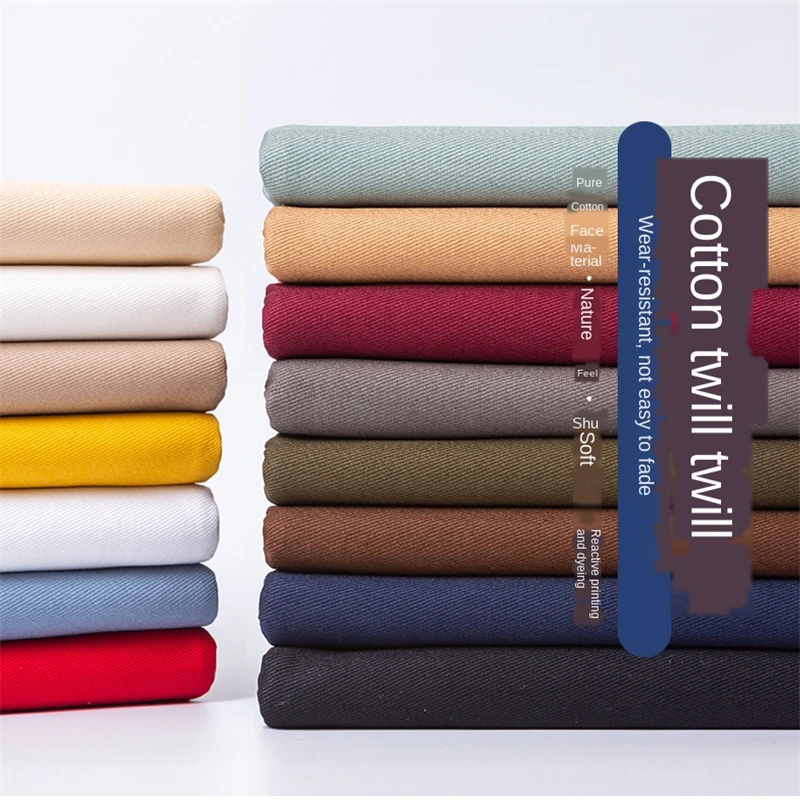 

Плотная парчовая однотонная саржевая ткань, хлопок 100%, детская одежда для шитья платьев, черная, белая, синяя и красная, 50 см x 150 см