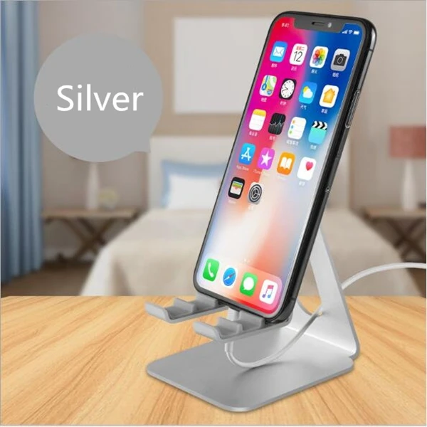 Регулируемый алюминиевый сплав держатель для телефона Универсальный для всех мобильных телефонов и планшетов подставка-держатель для сотового телефона Поддержка для iphone - Цвет: silver