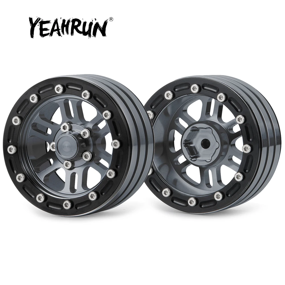 

Колесные диски YEAHRUN, 4 шт., сплав, металл, Beadlock, колесные диски 1,9 дюйма, ступицы для SCX10 D90 1/10, детали для радиоуправляемых автомобилей Rock Crawler