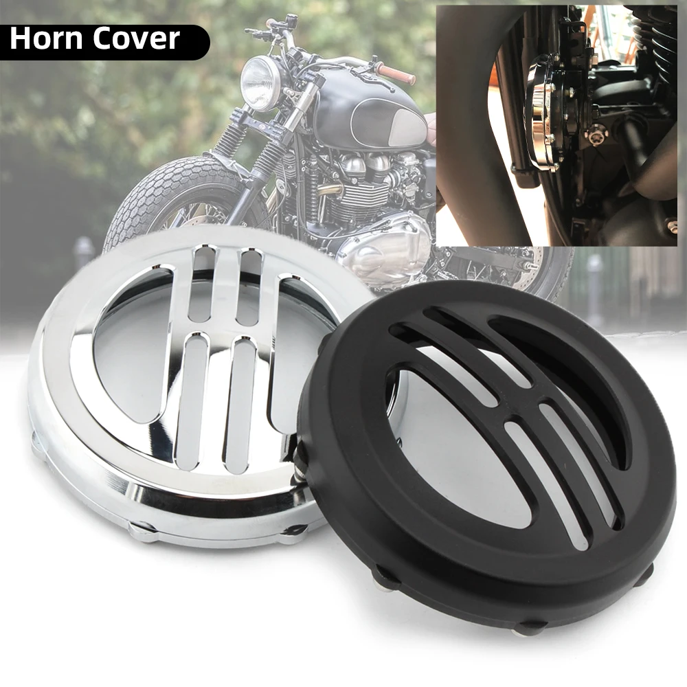 

REALZION Motorcycle Accessories Chrome Horn Decorative Cover For Triumph Bobber Bonneville T120 T100 T 120 Street Twin Universal