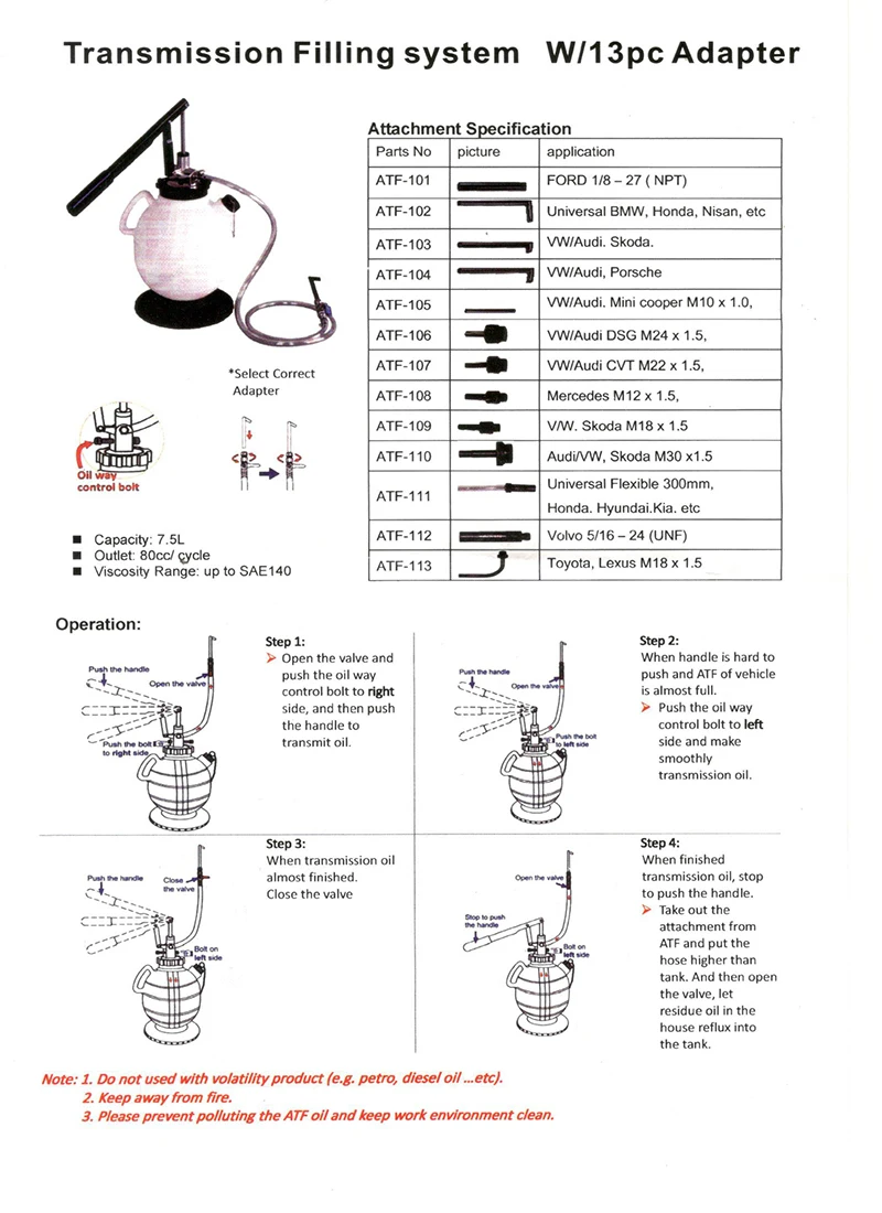 Устройство для наполнения маслом 7 5 LManua инструмент замены трансмиссионного
