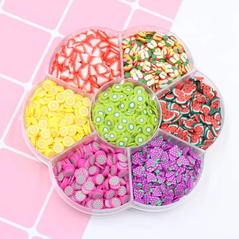 1 коробка Fimo полимерный фруктовый кусочек горячей глины разбрызгивает для рукоделия слайм материал аксессуары DIY искусство ногтей поддельные украшения торта 5*1 мм