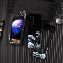 Z Fold 3 Funda Case for Samsung Galaxy Z Fold 3 Z Fold 2 Case Fold Dragon Fish Cat Crane Coque PU Leather Phone Case Cover Capa