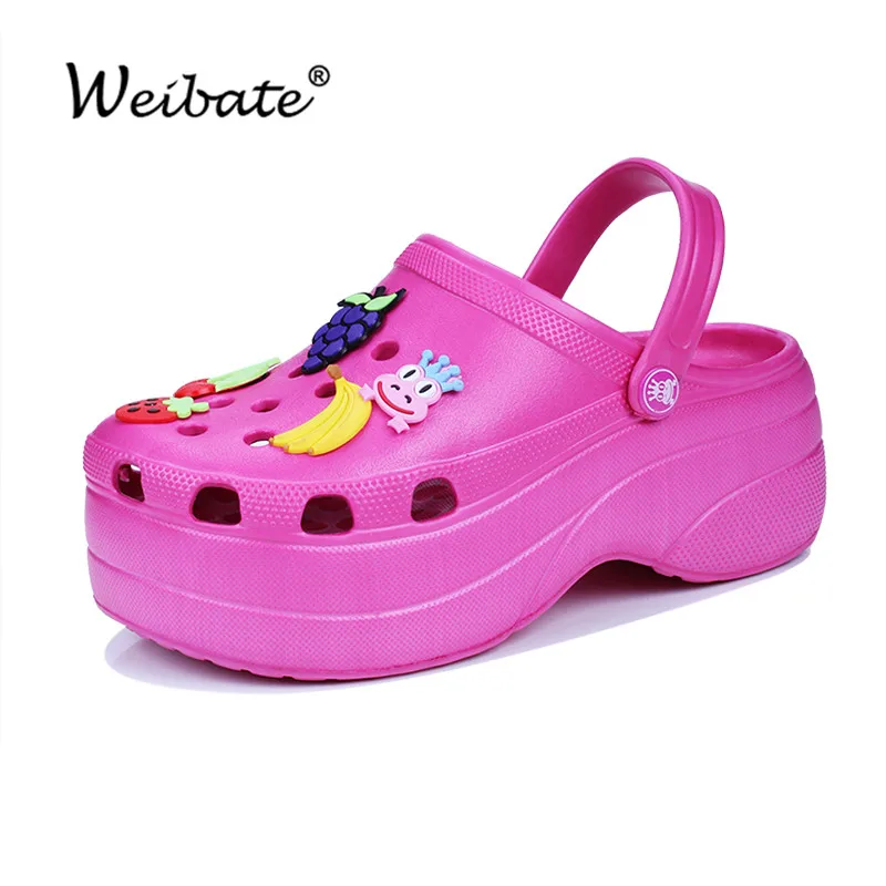 Сандалии женские летние для сада и пляжа на платформе без застежки мультяшный