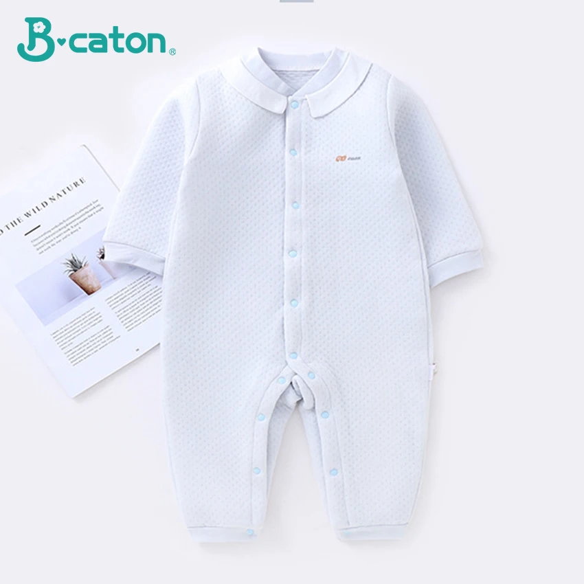 

Baby's one-piece three-layer warm-up autumn and winter thick cotton newborn clothes boys and girls baby's sleepsuit creepers