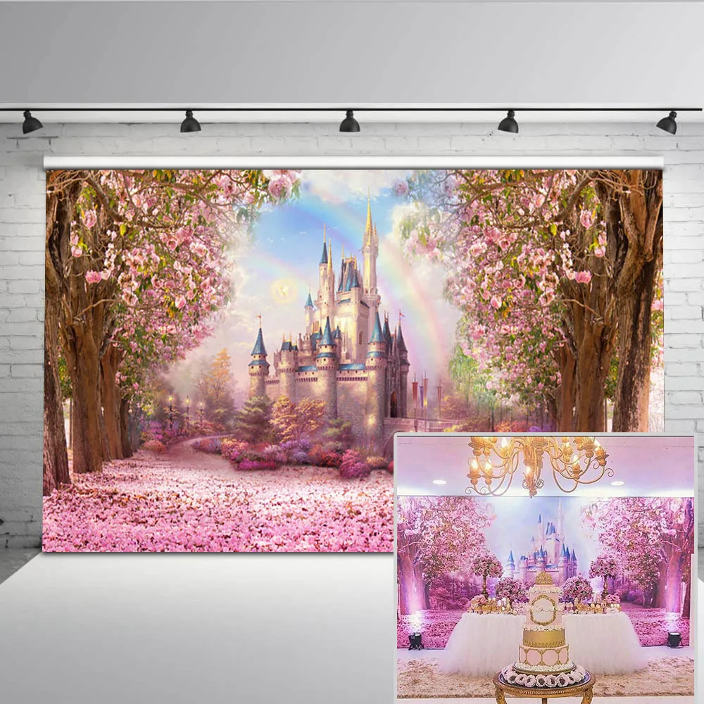 

Colorful Princess Fantasy Castle Photography For Photography Studio Rainbow Photo Flower Sea EQ