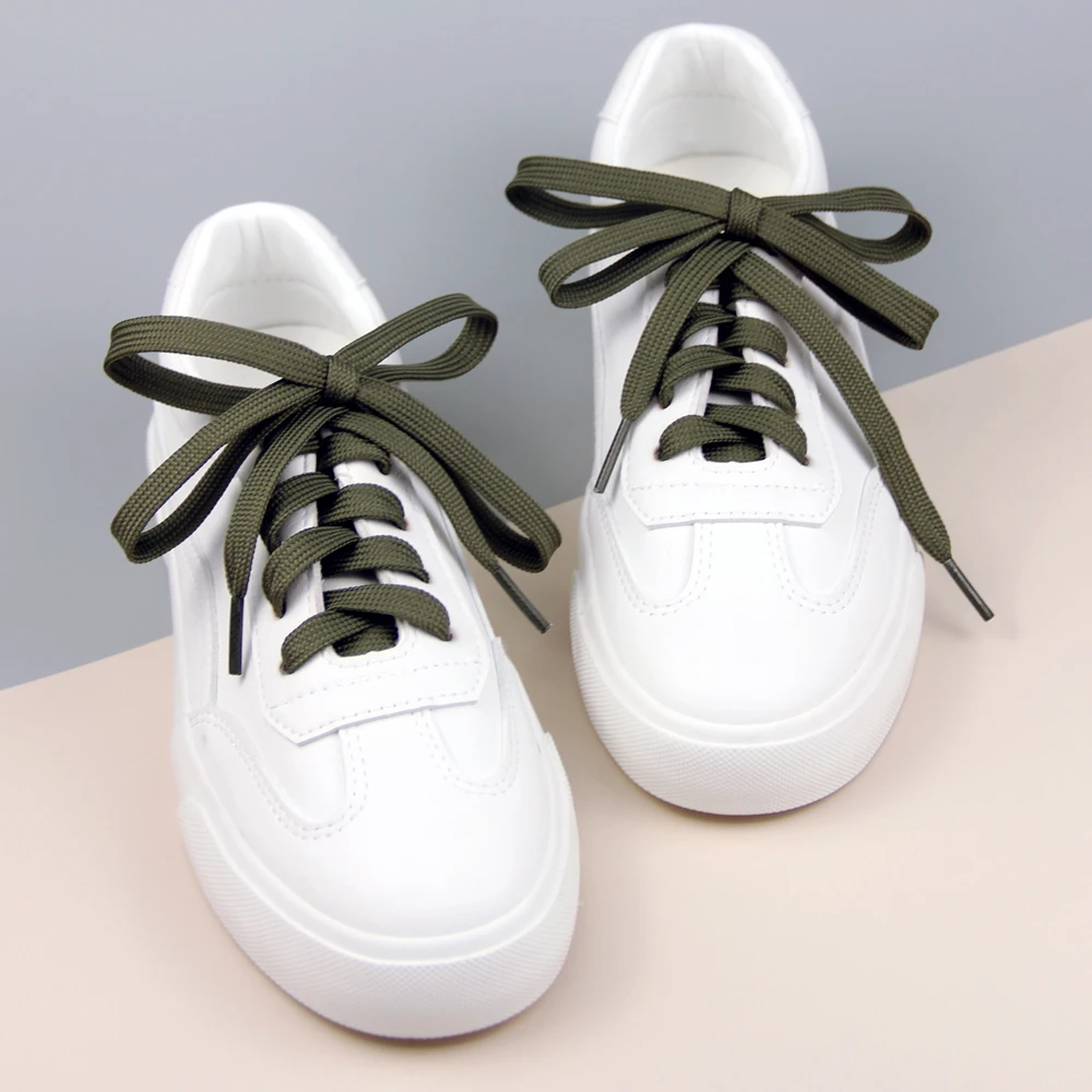 

1Pair Classic Flat Shoelaces Canvas Sneakers Sports Shoes Laces Women Men Shoelace Solid Double Flat Caramel Colour