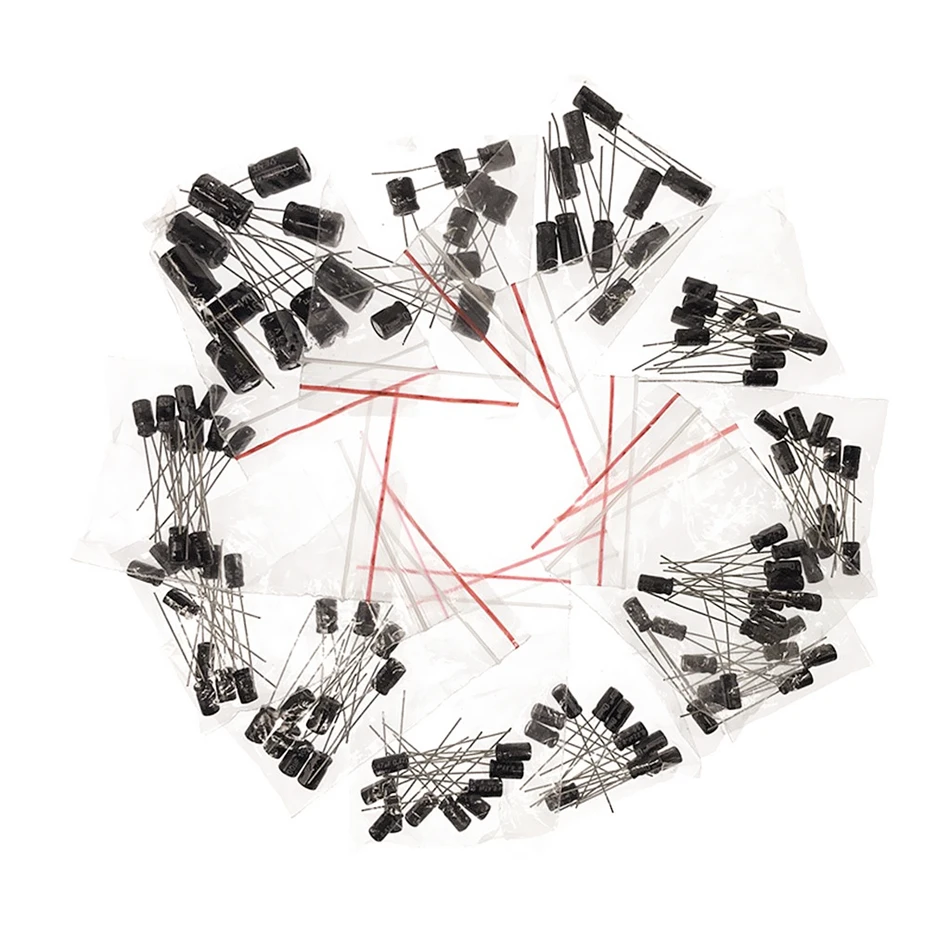 

12 value kit 1uF-470uF Electrolytic Capacitor assortment set pack 1UF 2.2UF 3.3UF 4.7UF 10UF 22UF 33UF 47UF 100UF 220UF