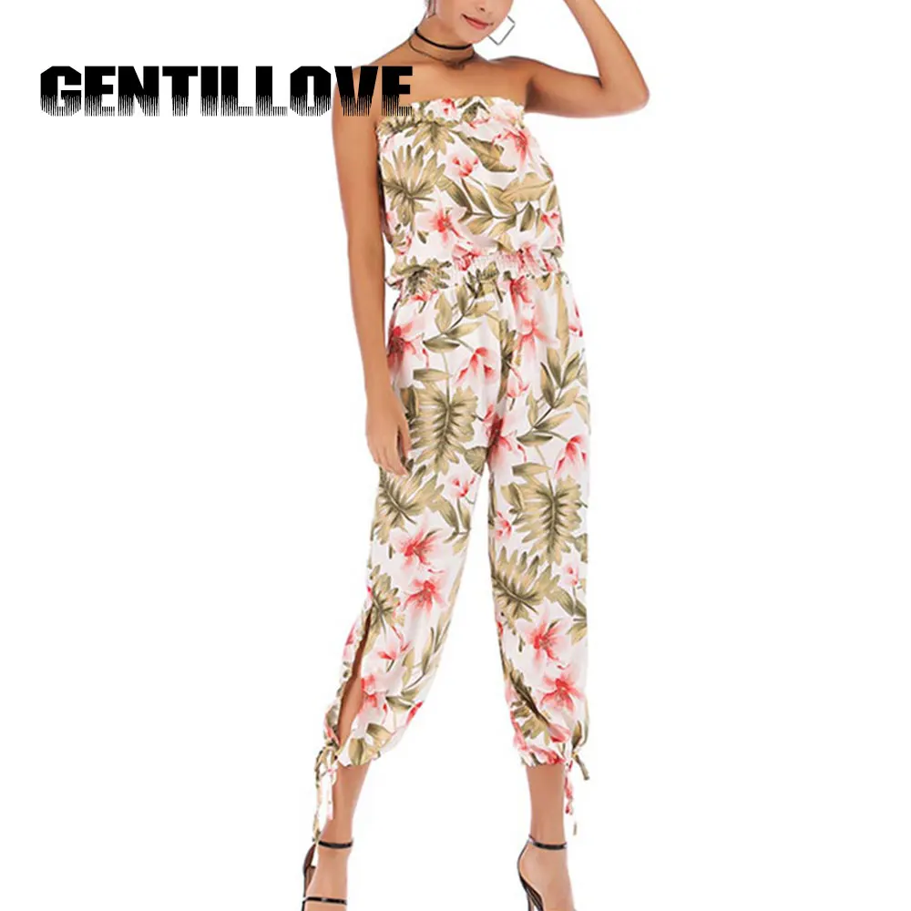 Модные летние свободные повседневные женские комбинезоны с открытыми плечами