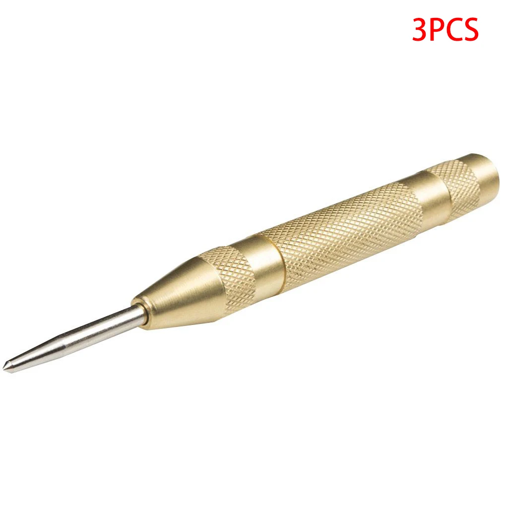 

3 Pieces Center Pin Punch Automatic Center Strike Spring Loaded Window Breaker Drilling Marking Tool, Yellow, without Cap