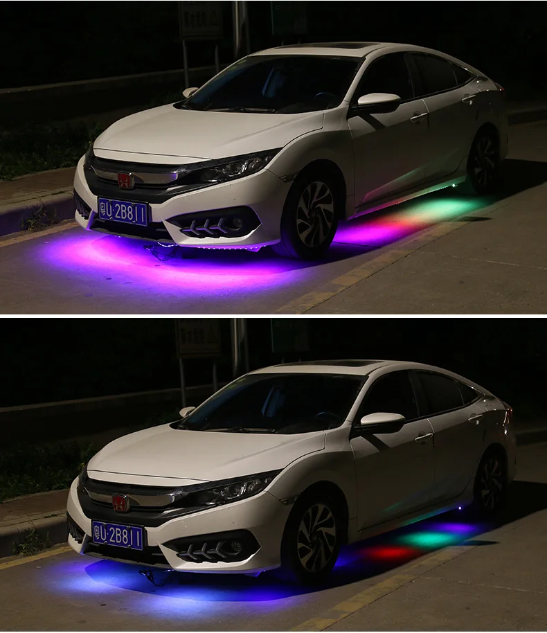 Car LED Flowing Streamer RGB Underglow Underbody IP68 Waterproof Car Styling Tube Underbody System Remote Control Neon Lamp