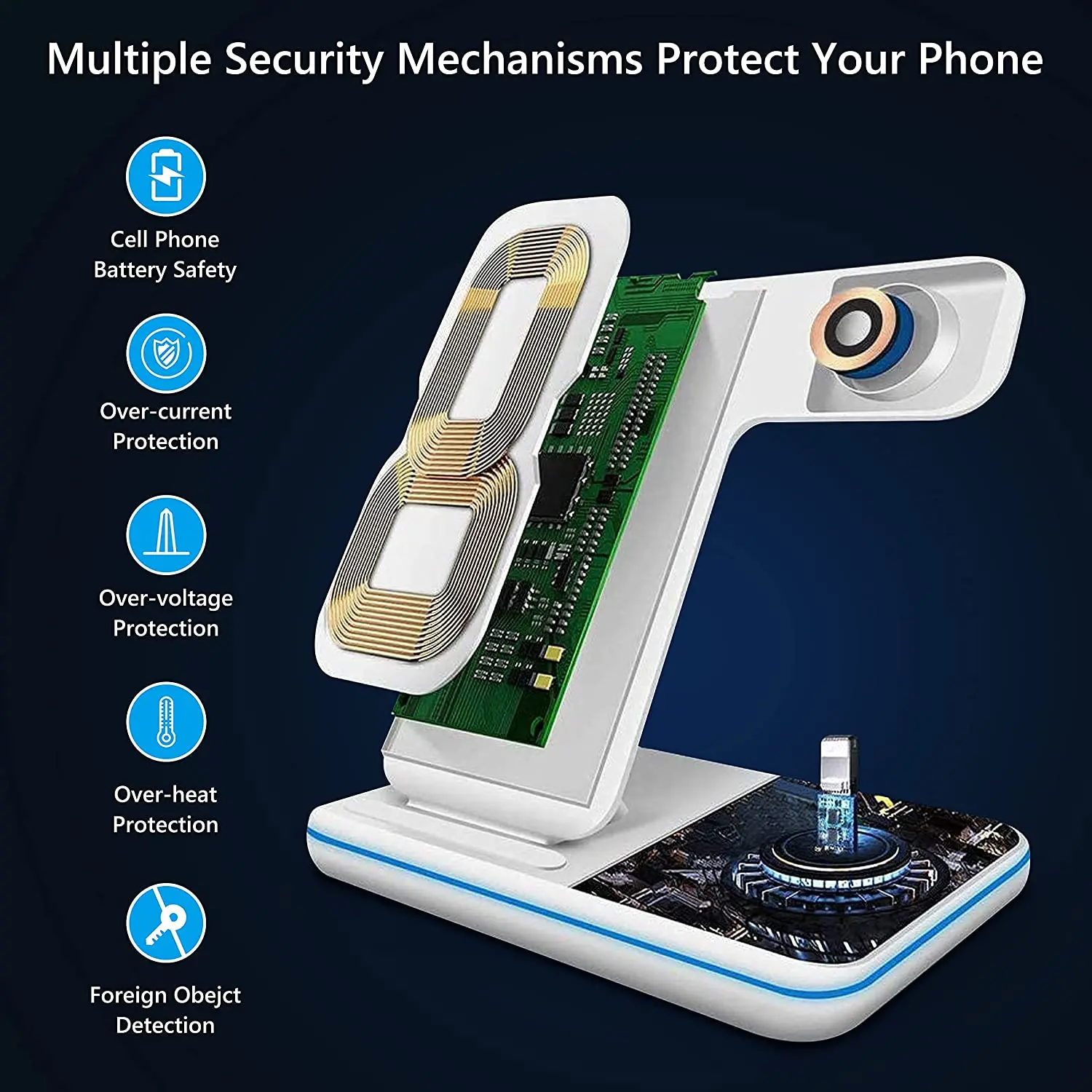 wireless charger stand 3 in 1 qi 15w fast charging dock station for airpods pro apple watch 7 6 se 5 4 iphone 13 12 11 xs xr x 8 free global shipping