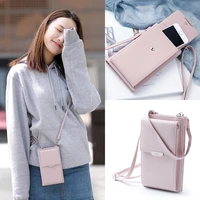 leather multifunction crossbody phone shoulder bag mini women wallet messenger female clutch 2 in 1 card holder candy color