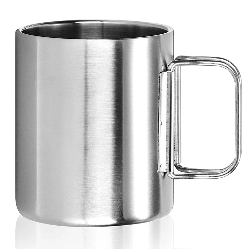 

Stainless Steel Coffee Mug - 350 Ml - Drinking Cup with Folding Handle Insulating Mug