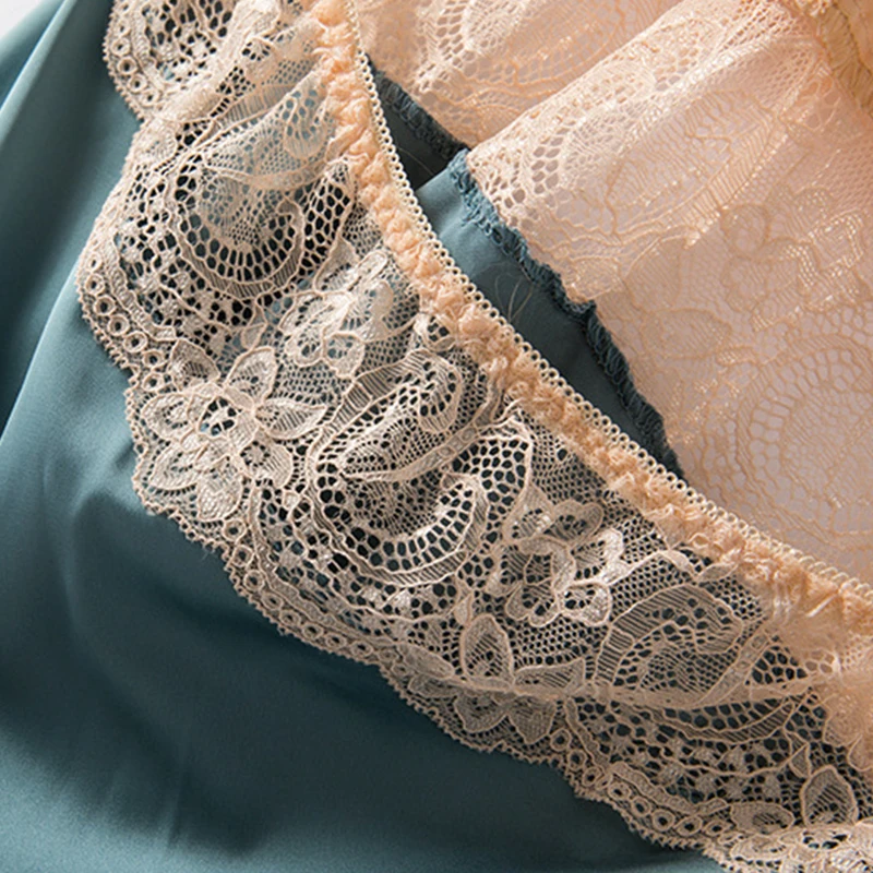 Women's Robe Gown Sets Built-in Bra Premium Satin Silk Pajamas Pyjamas Sleepwear Nightwear Loungewear Lace Sexy For Female | Женская