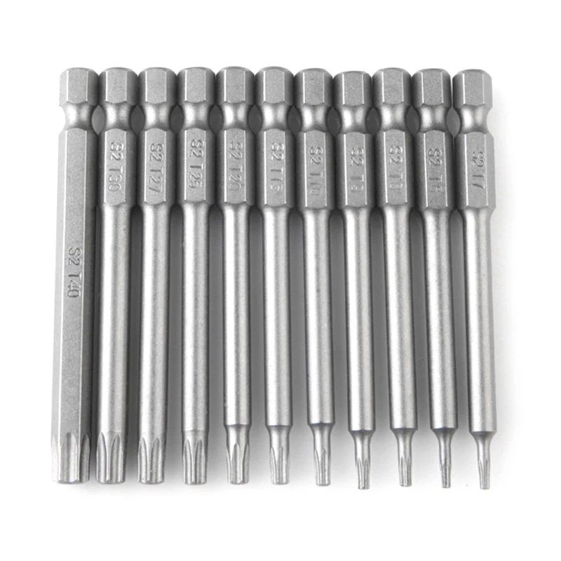 

11pcs Torx Screwdriver Bit 1/4 Inch 6.35mm Magnetic Star Head Hex Shank Electric Screw Driver Set