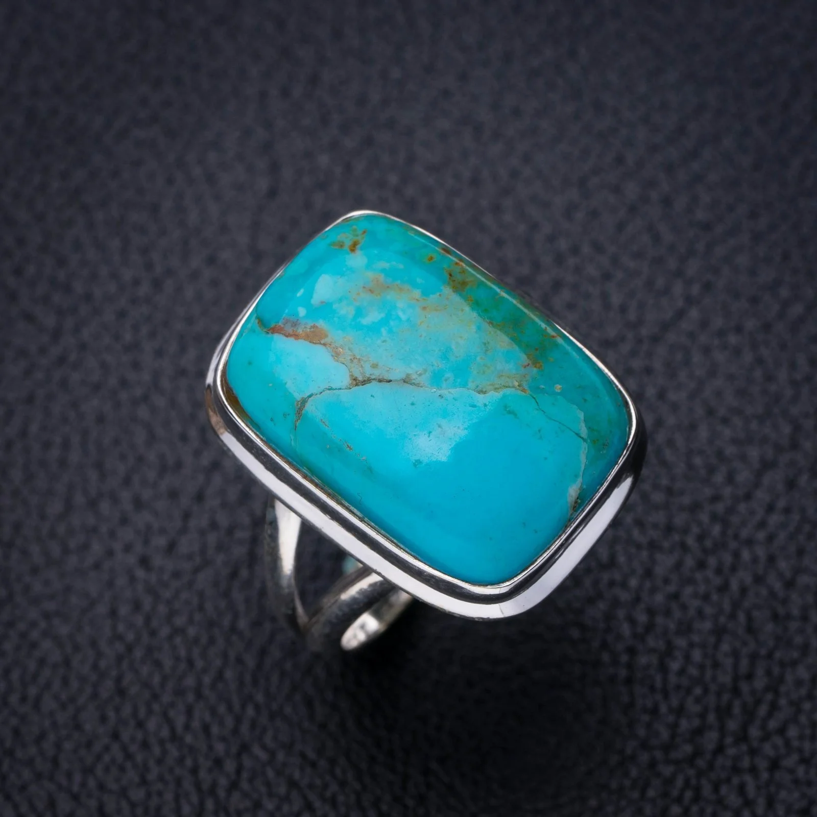 

StarGems Natural Turquoise Handmade 925 Sterling Silver Ring 11.25 E7668