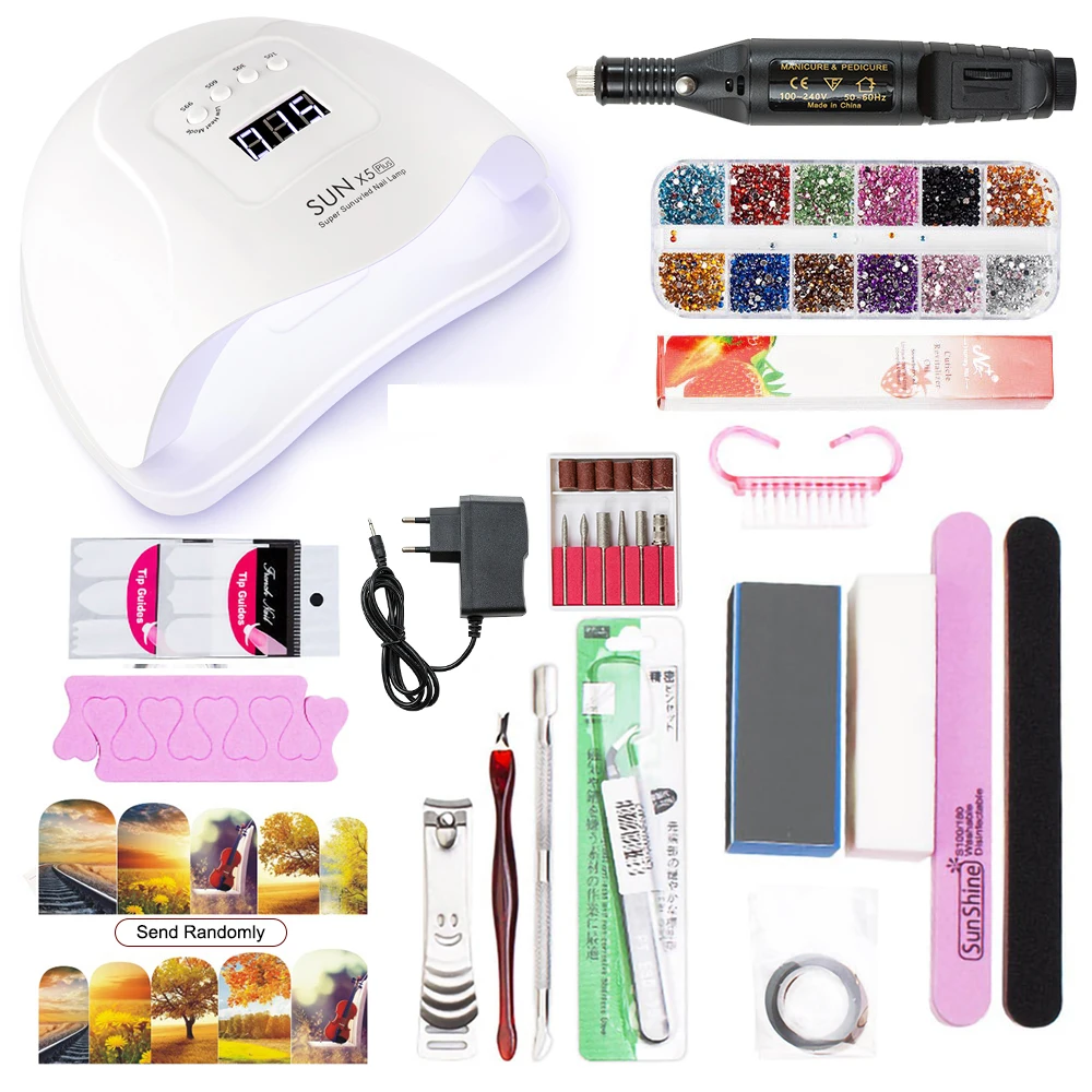 Маникюрный набор с лампой 54 Вт 36 LED SUN X5 УФ светодиодная лампа для нейл арта гель
