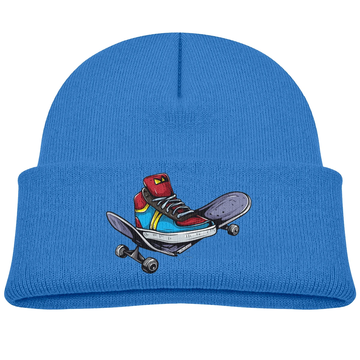 Детские вязаные шапки шапка спортивная обувь и скейтборд детские с черепом
