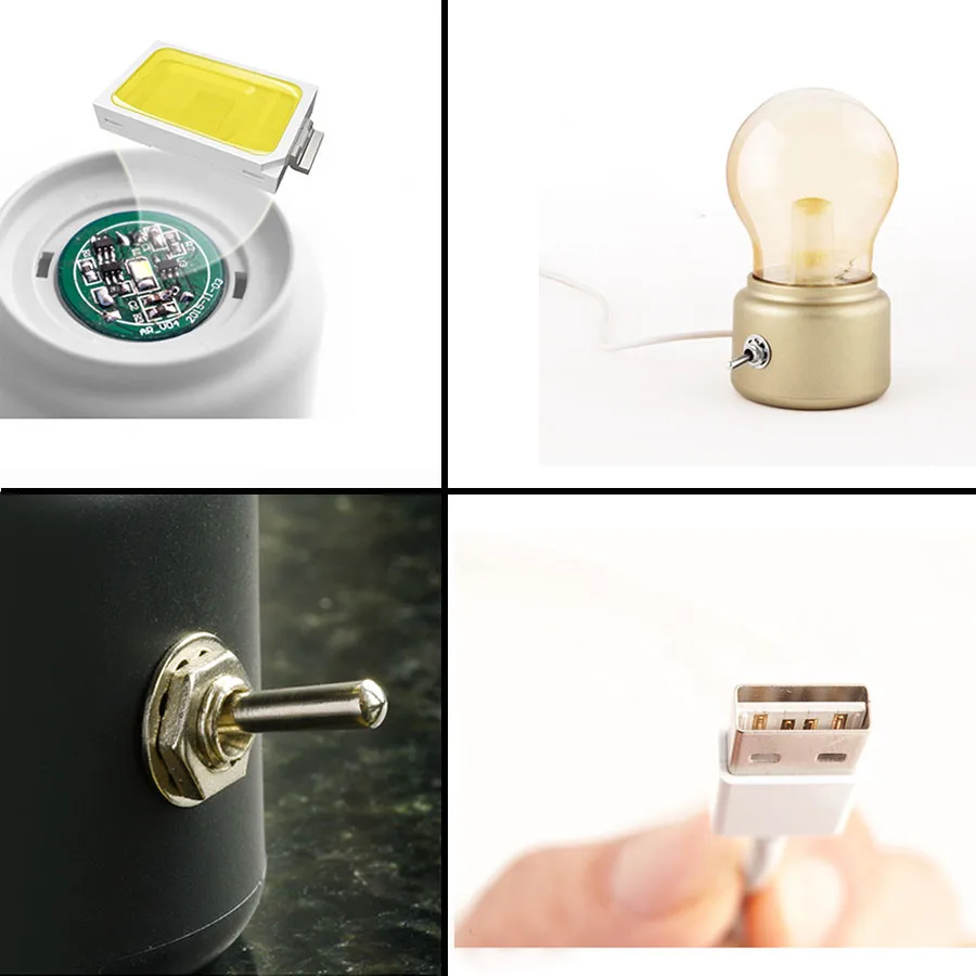 

Thrisdar USB Rechargeable Vintage Bulb LED Night Light Restuarant Cafe Table Lamp Bedroom Bedside Baby Sleeping Night Light