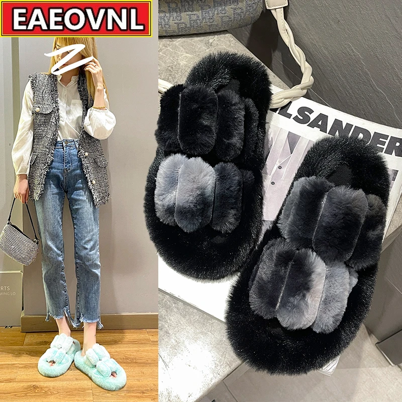 

Wool Slippers 2021 New Fashion Set Toe Women Drag Flat Comfortable Indoor and Outdoor Wear Suede Women Drag