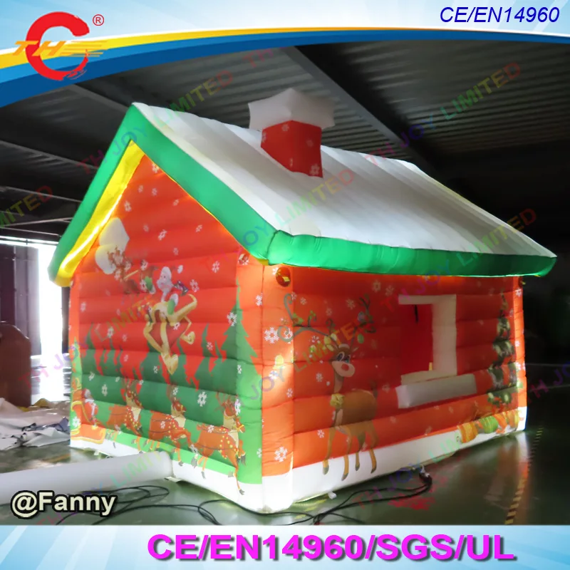 free air shipping to door 4x3x3H Christmas decorations led lights inflatable santa claus house tent cheap grotto | Игрушки и хобби