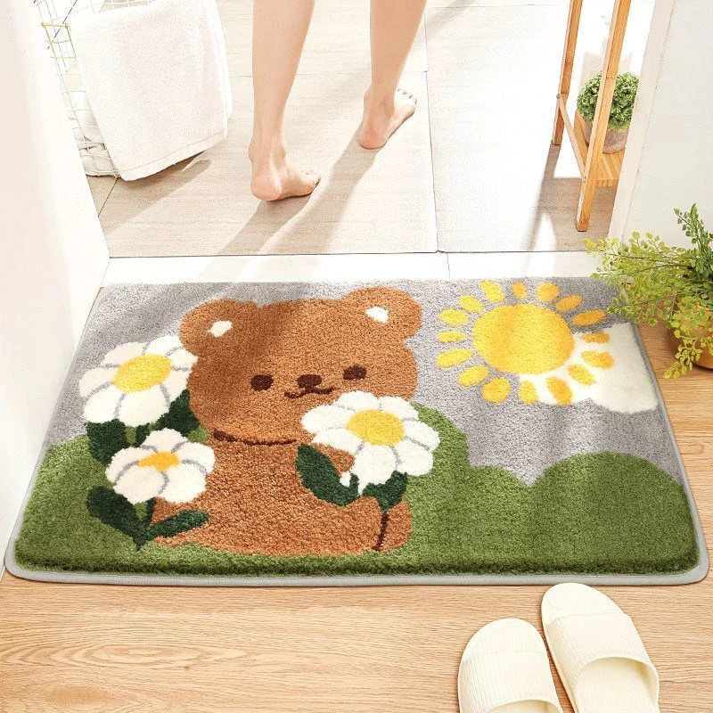 kawaii shiba inu cat bear bathroom entrance door mat cute plush bath mug doormat home non slip indoor outdoor kitchen carpet free global shipping