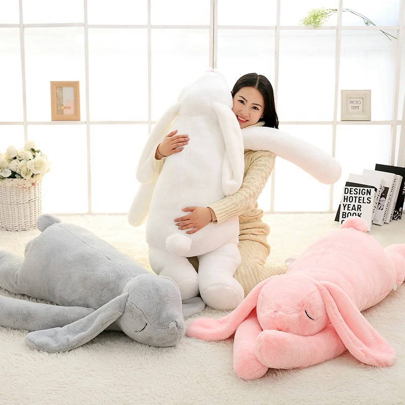 

[Funny] Large size 120cm Soft Cartoon Big Ear rabbit Plush Toy Giant Animal Rabbit Stuffed Pillow Girl Doll kids gift