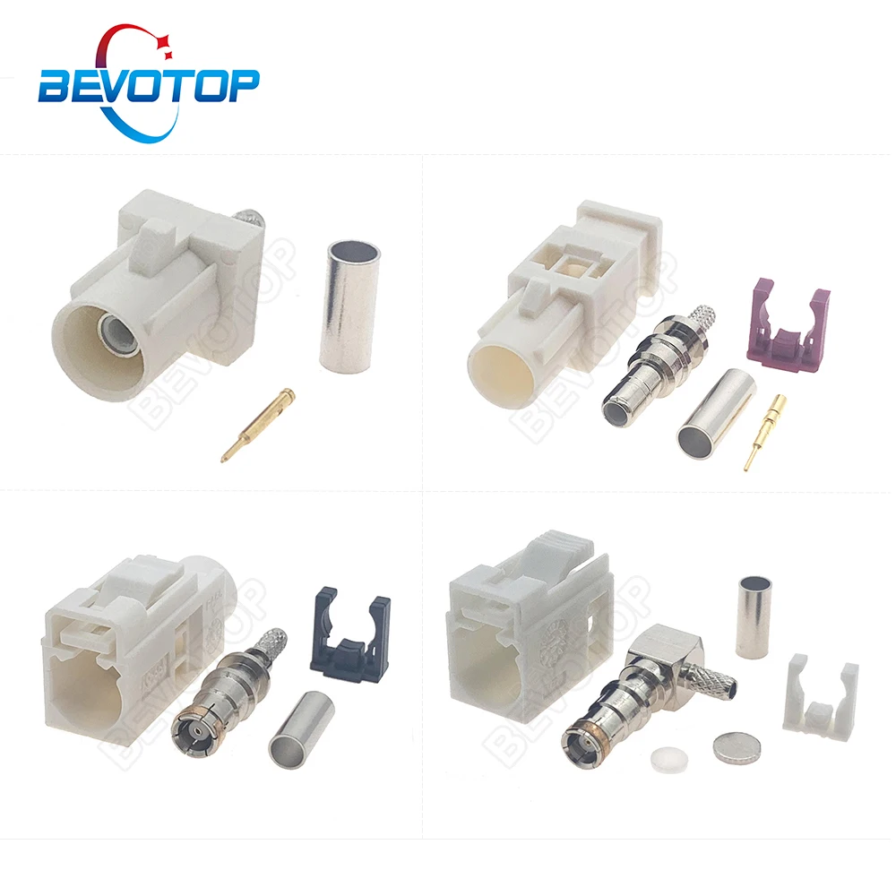 

White Fakra B Male Plug / Female Jack RAL 9001 Fakra Connector RF Coaxial Wire Connectors for RG316 / RG174 Pigtail Cable