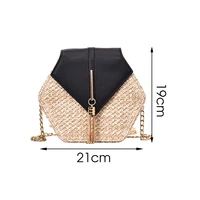 New Small Bag Fashion Beach Straw Bag Chain Messenger Bag Tassel Design Women Leather Crossbody Shoulder Bag Handbag Purses