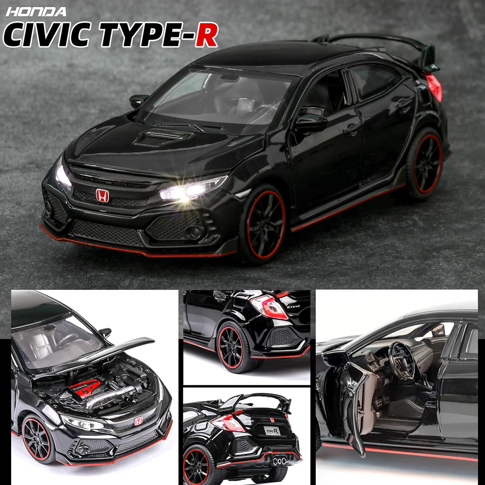 1:32 Civic TYPE-R Diecasts машинки, игрушечный автомобиль, модель автомобиля со звуком, светильник, коллекция, игрушки для мальчиков, подарки для детей