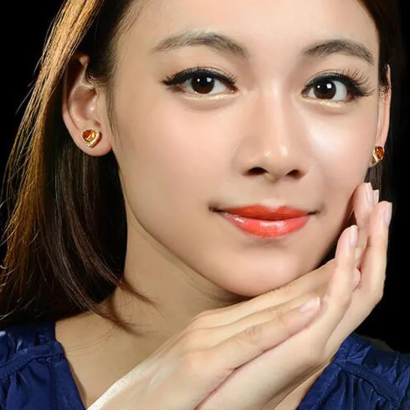 Женские серьги в форме сердца Anillos Yuzuk желтое ювелирное изделие с цветными