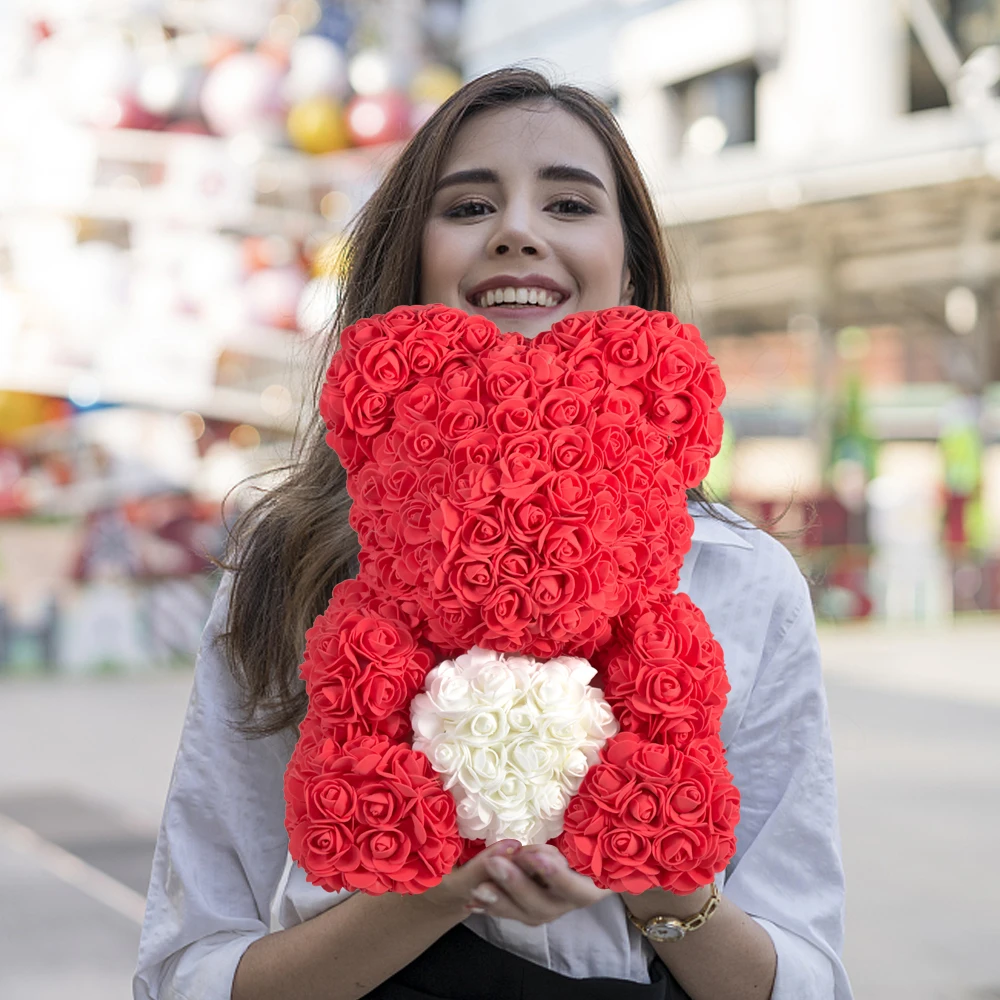 Прямая поставка большой медведь Тедди розы с короной Искусственные цветы PE