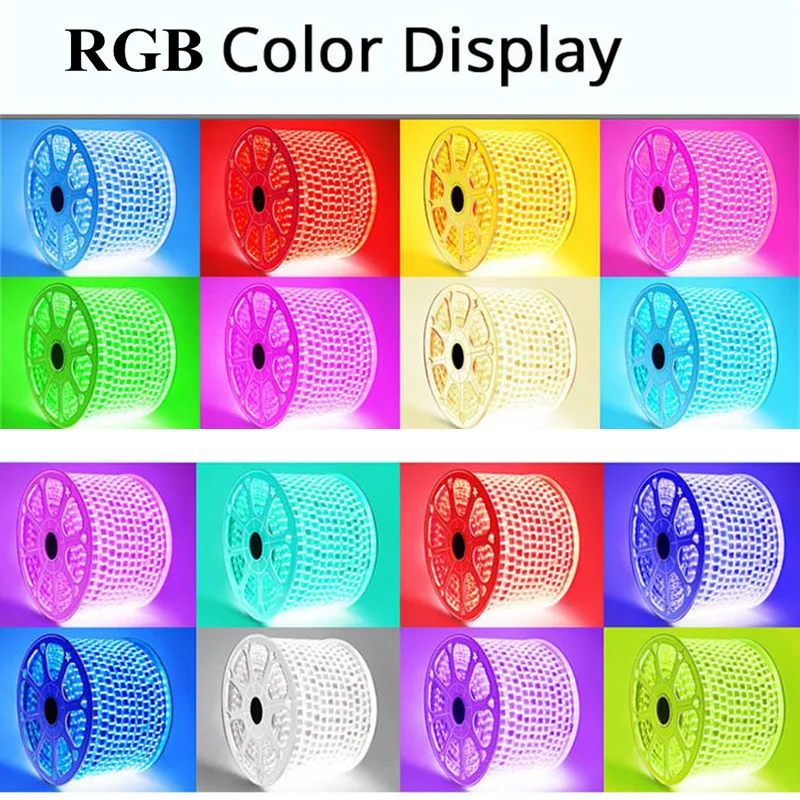 Цветная (RGB) 220V SMD 5050 Светодиодная лента Гибкая светильник 1 м 3 5 10 15 белый/теплый