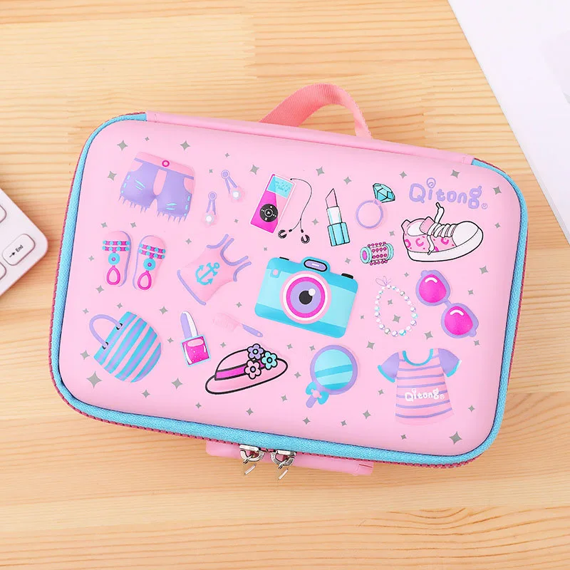 Style 05 Pink Корейский кавайный школьный Чехол-Карандаш для девочек и мальчиков, 3D чехол-пенал с милым кроликом и паролем, большой пенал из ЭВА с замком - Цвет: Style 05 Pink
