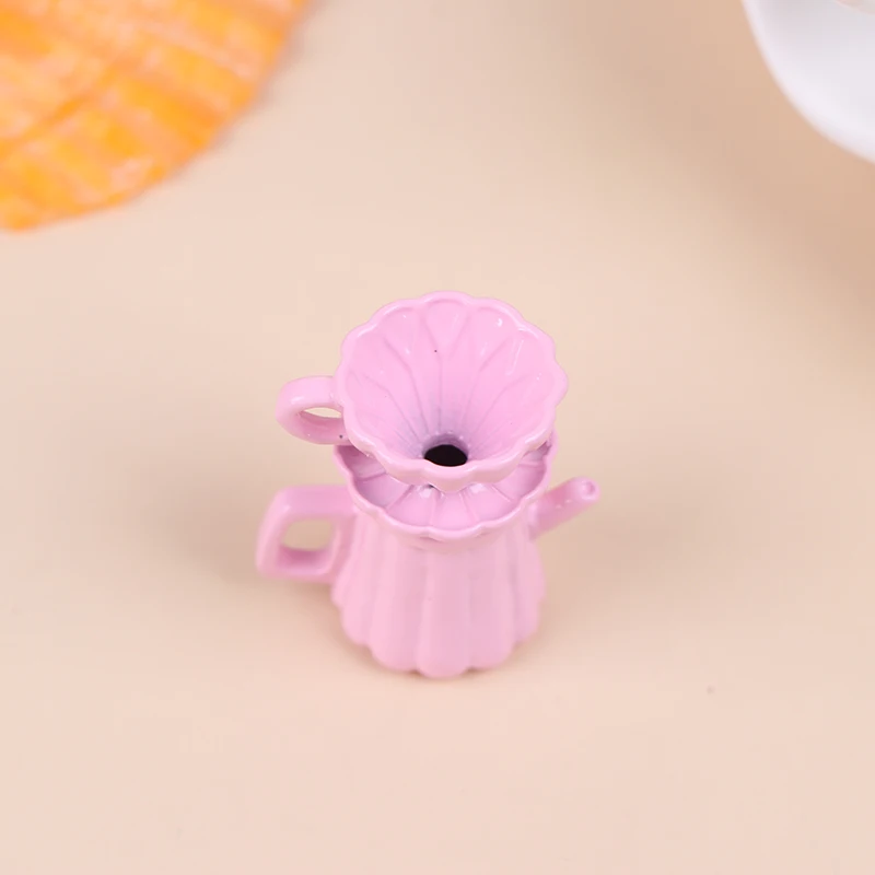 

1 Set Retro Dollhouse Miniature Metal Coffee Tea kettle Kitchen Tableware Decor