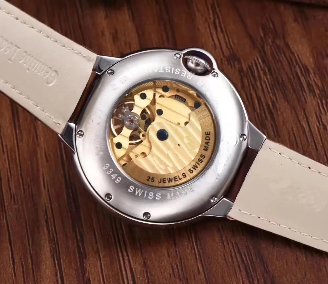 

Classic New Men Automatic Mechanical Watches Silver Rose Gold Rome Black Leather Tourbillon Sapphire Glass Back Sport AAA+