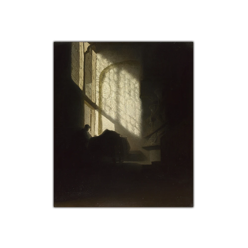 Картина на холсте Человек сидящий столе в высокой комнате