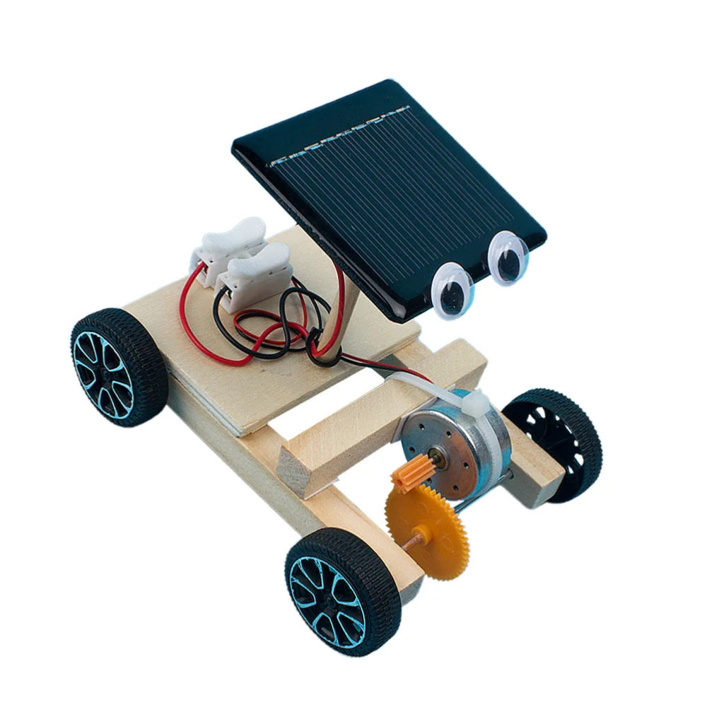 

Mini Solar Powered Car Wooden DIY Gadget Assembly Scientific Educational for Kids