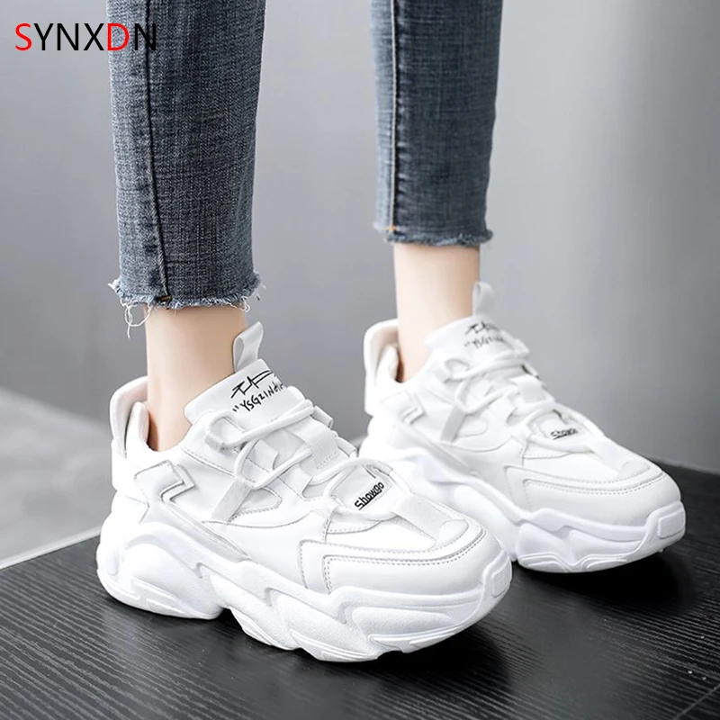 

wohdhe Women Spring Sneakers Flats Thick-soled White Sports Shoes For Woman Zapatillas Mujer Brand Comfortable Mesh Tenis 2021