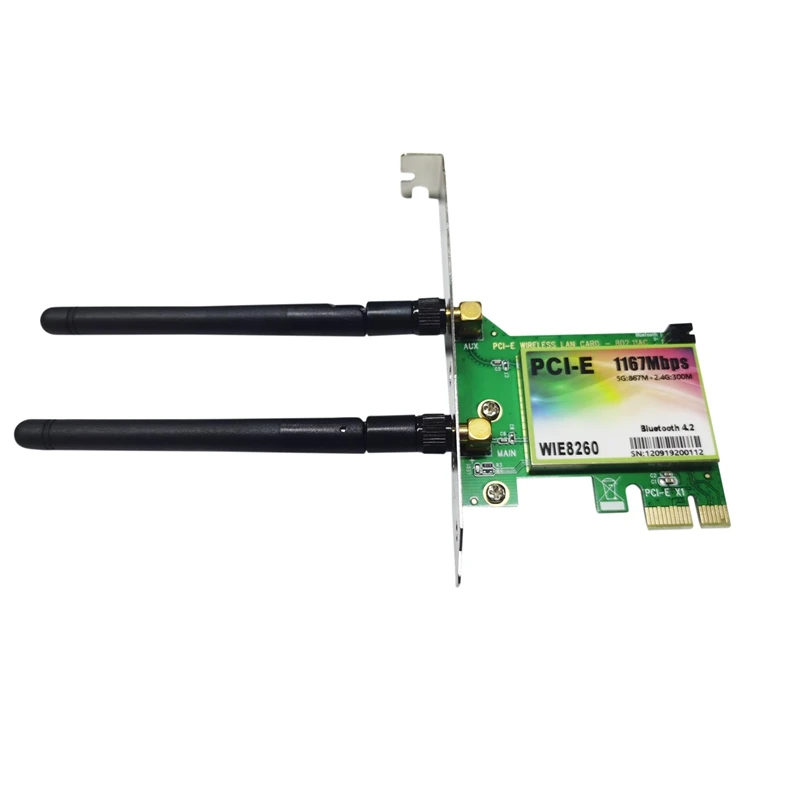 

AC 8260 WIE8260 WiFi Card PCI-E Bluetooth 4.2 Dual-Band 2G/5G 1200Mbps with Dual Antennas Wireless Adapter Network Card
