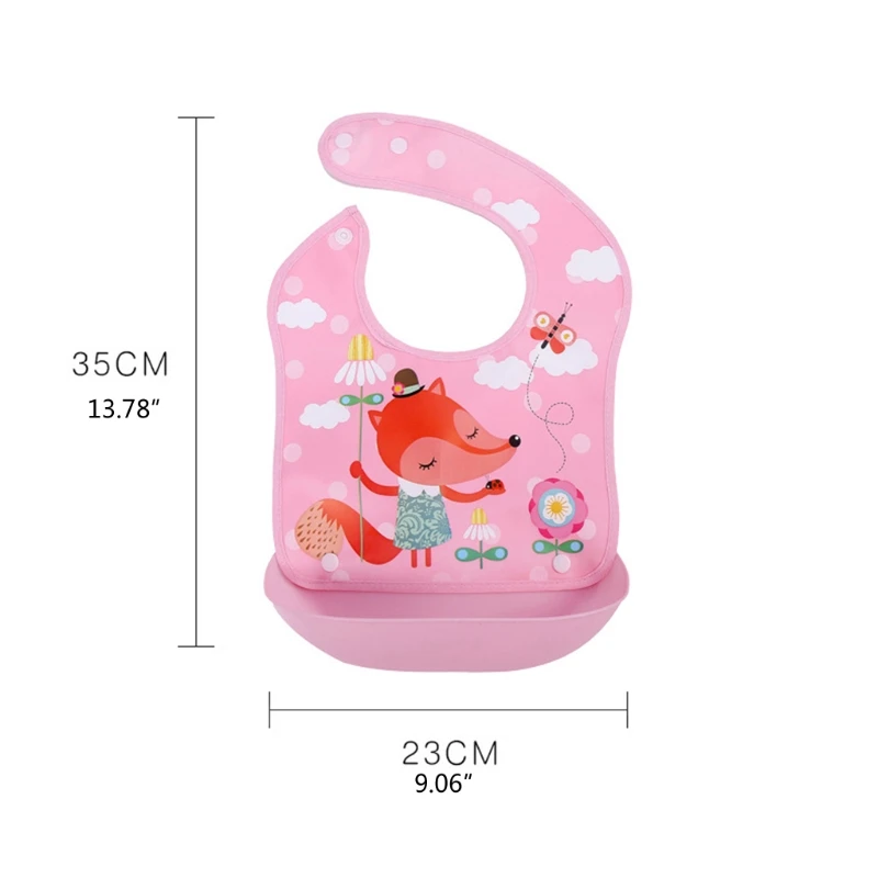 

Waterproof Baby Bib Feeding Saliva Towel Newborn Cartoon Apron Adjustable Saliva Towel with Removable Food Catcher