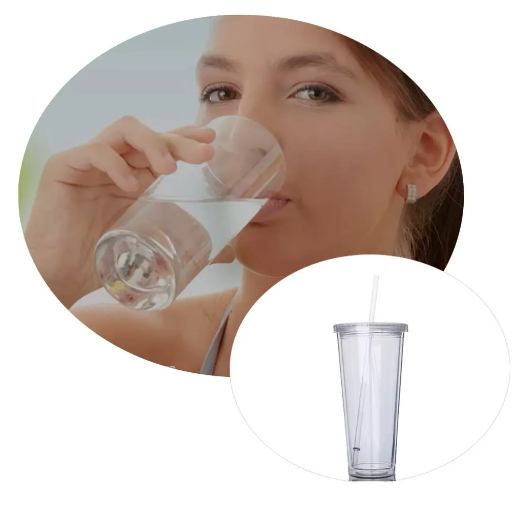 

Double-layer plastic anti-scalding hand straw cup Premium Grade Acrylic Double Walled Dishwasher Safe Versatile