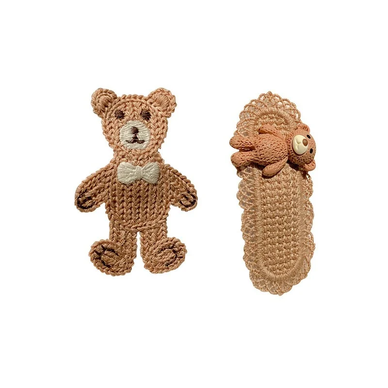 

Korean Girls Handmade Knit Hairpin Flower Kids Student U Shaped Children Hairpin for Women Cute Bear Women Hair Grip Accessories