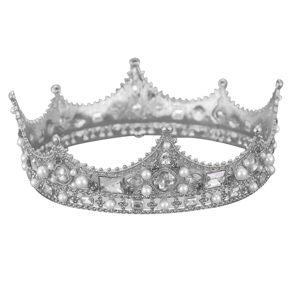 

Vintage Rhinestone simulated Pearl Headpiece Ornaments Crown Tiara for Bride Wedding Princess Hair Jewelry Accessories